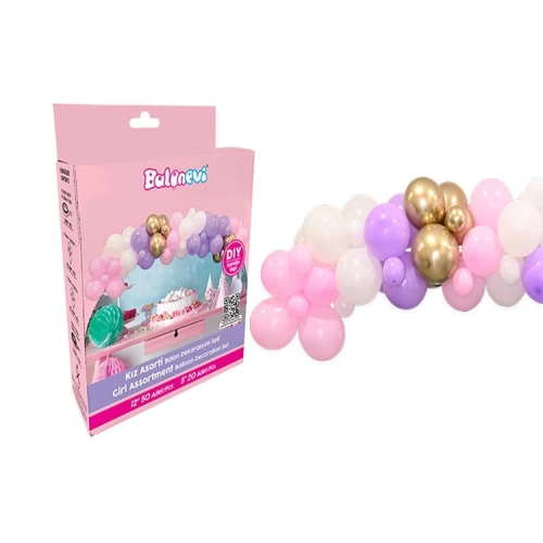 Balonevi Kız Asorti Balon Dekorasyon Seti 70 Li