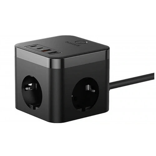 Baseus Pow Cube 7 Port 1.5m 30w Siyah Şarj Adaptörü (e00066400117-00)