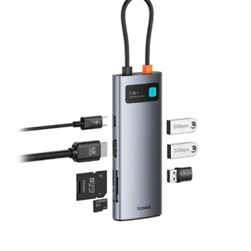 Baseus Starjoy 7in1 Hub Adaptör-gri (b00030708811-00)