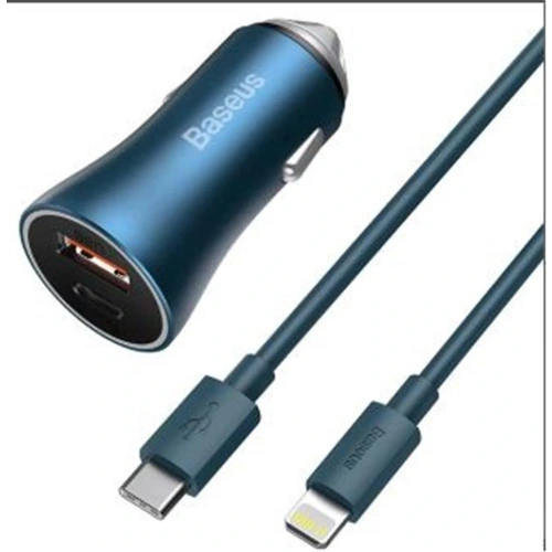 Baseus Tzccjd-03 Golden Contactor Pro Lightning Kablolu Araç Şarj Seti Mavi