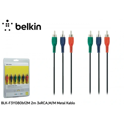 Belkin Blk-f3y080bf2m 2m 3xrca,m-m Metal Kablo