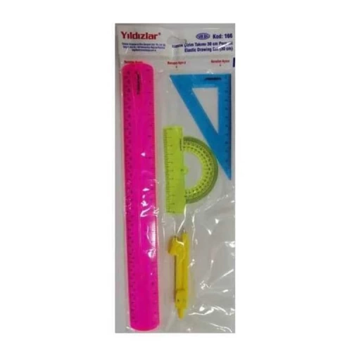 Beş Yıldızlar Elastik Çizim Takımı 30 Cm Pergelli 166