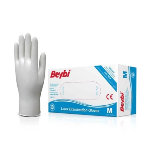 Beybi Pudralı Lateks Muayene Eldiveni M 100 LÜ