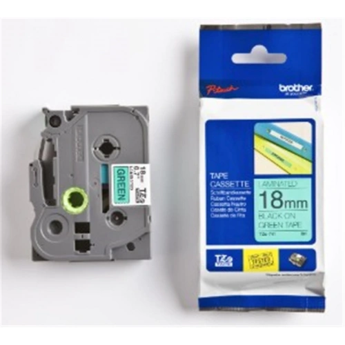 Brother Tze-741 18 Mm Yeşil Üzeri Siyah Laminasyonlu Etiket
