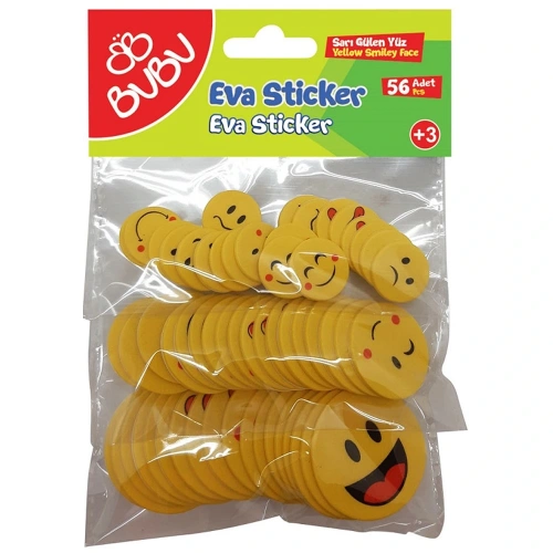 Bu-bu Eva Sticker Sarı Gülen Surat 56 Lı Bubu-st0141