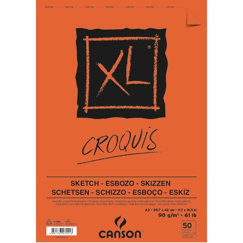 Canson Eskiz Croquıs XL 90 Gr Üsten Spiralli A3 50 YP