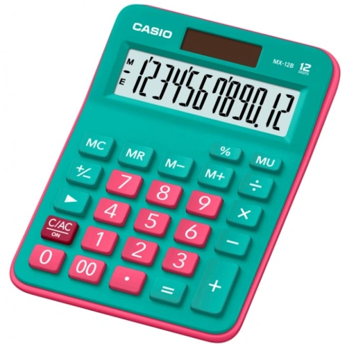 Casio Hesap Makinesi Masaüstü 12 Hane Yeşil+pembe Mx-12b-gnrd