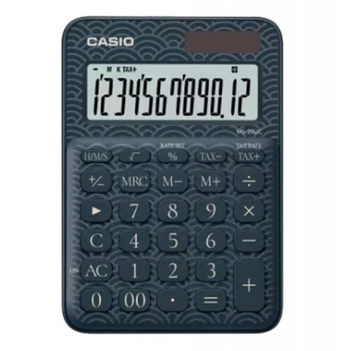 Casio MS-20UC-JBU 12 Hane Lacivert Desenli Masa Üstü Hesap Makinesi
