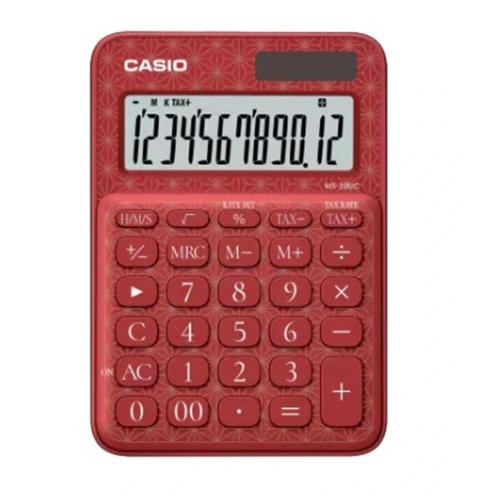 Casio MS-20UC-JRD 12 Hane Kırmızı Desenli Masa Üstü Hesap Makinesi