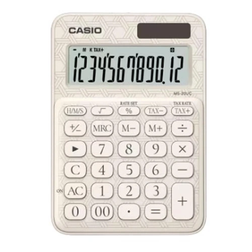 Casio MS-20UC-JWE 12 Hane Beyaz Desenli Masa Üstü Hesap Makinesi