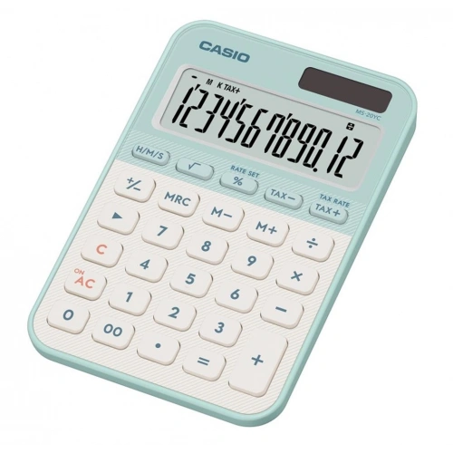 Casio Ms-20yc-lg 12 Hane Pastel Yeşil Beyaz Masa Üstü Hesap Makinesi