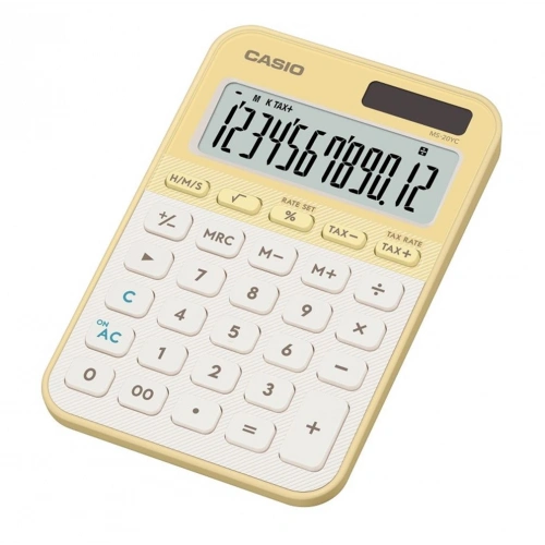 Casio Ms-20yc-ly 12 Hane Pastel  Sarı Krem Masa Üstü Hesap Makinesi
