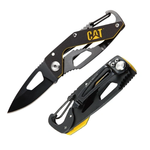 Cat Da980266 Kemer Askı Kancalı Karabinalı Katlanabilir 13cm Paslanmaz Çelik Siyah Kamp Çakısı