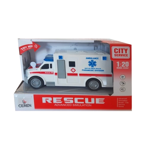 Ctoy Oyuncak Işıklı Ve Sesli Sürtmeli Ambulans 1:20 WY670A