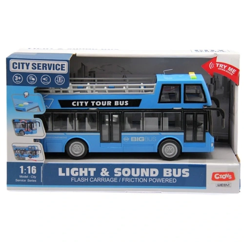 Ctoy Sesli Ve Pilli Üstü Açık Çift Katlı Otobüs 1:16