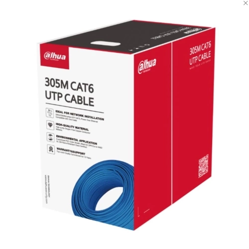 DAHUA DH-PFM923I-6UN-C, CAT6 305m, 24AWG 0.53mm, UTP, %100 Bakır, LSZH Halogen Free Kablo, Mavi Renk
