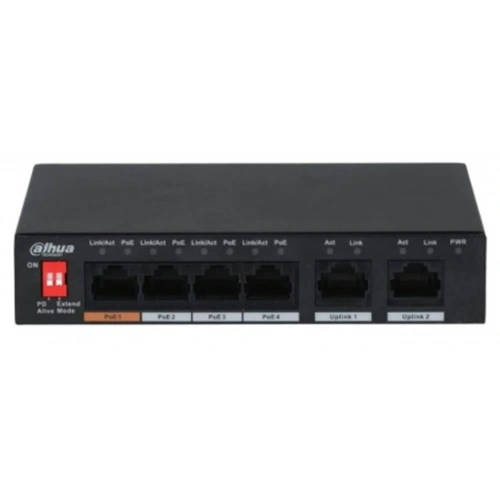 Dahua Pfs3006-4et-60 6 Port 10-100 (4 Poe + 2fe Uplınk Toplam 60w Poe)