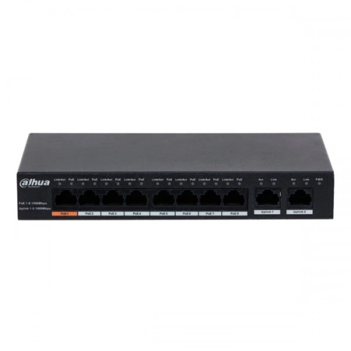 DAHUA PFS3010-8GT-96, 8 Port, GigaBit, PoE 96W, 2 Port GigaBit Uplink, Yönetilemez, Masaüstü Switch