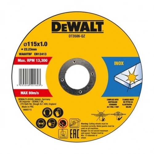 Dewalt Dt3506 Metal Kesme Diski 115 X 1.0 X 22.23 Mm