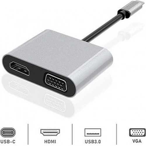 Dexim Dhu0004 Premium 4 İn 1 Usb-typ-c Hdmı Vga Hub For İpad Pro, Macbook, Pc, Laptop
