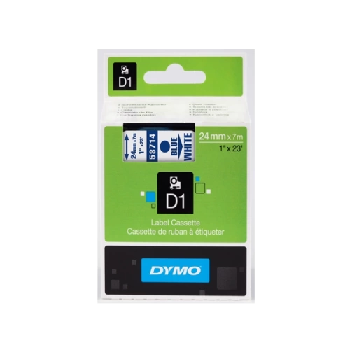 Dymo D1 Şerit Standart 24 MMx7 MT Beyaz Üzerine Mavi 53714