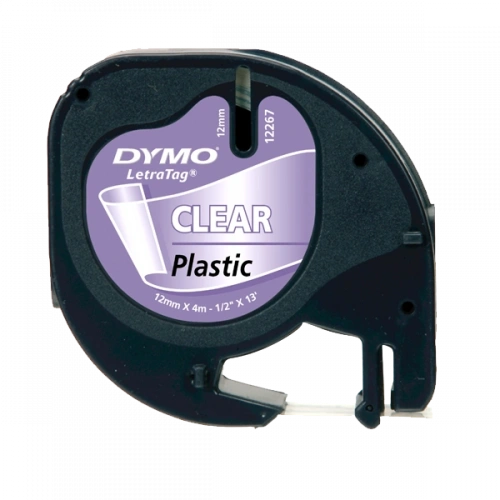 Dymo Letratag Şerit Plastik 12 Mmx4 Mt Şeffaf Üzerine Siyah 12267