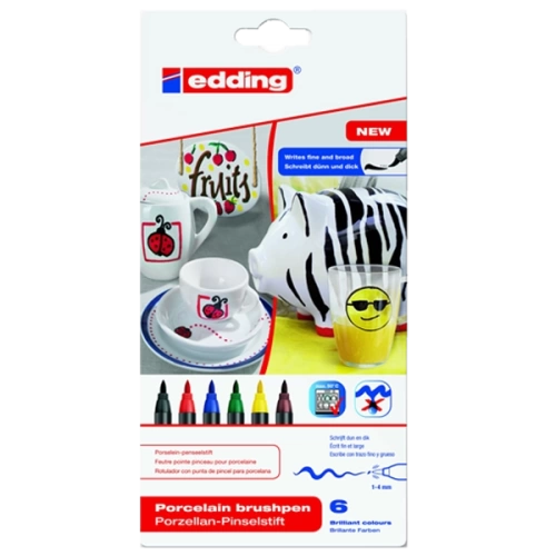 Edding Porselen Kalemi Fırça Uçlu 1-4 MM 6 LI 4200