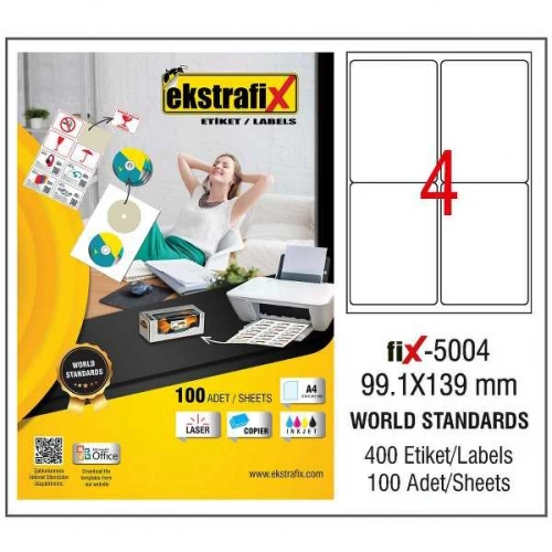 Ekstrafix Laser Etiket 100 Yp 99.1x139 Laser-copy-ınkjet Fix-5004