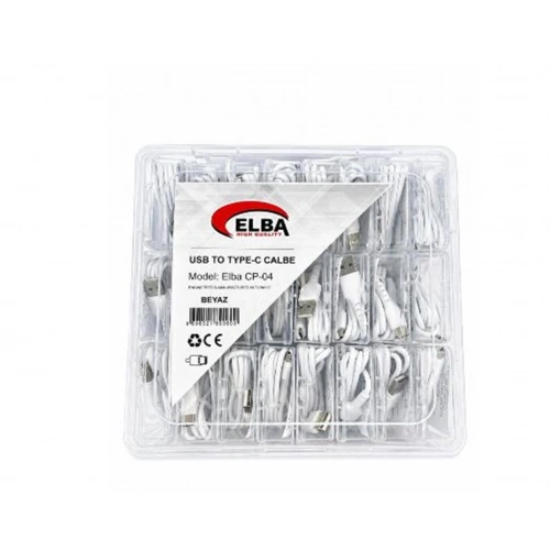 Elba Cp-04 Şeffaf Kutulu Usb To Type-c 24lü Beyaz Şarj Kablosu