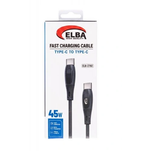 Elba Elb-2702 45w Type-c To Type-c 1mt Siyah Silikon Şarj Kablosu 480mps  Hızlı Şarj