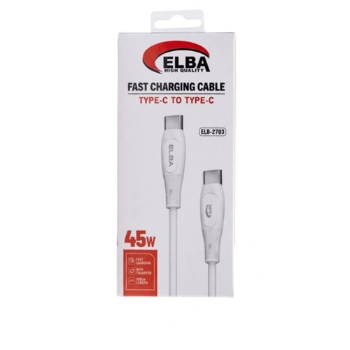 Elba Elb-2703 45w Type-c To Type-c 1mt Beyaz Silikon Şarj Kablosu 480mps  Hızlı Şarj