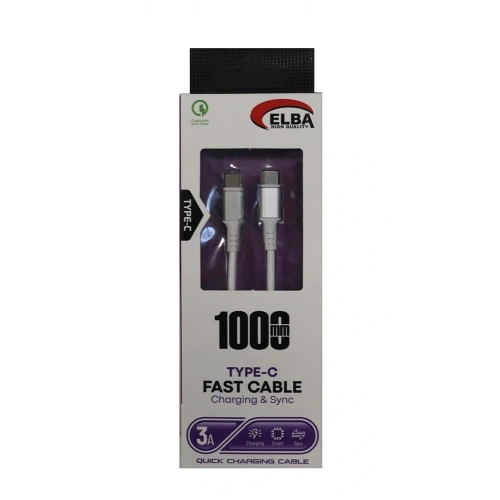 Elba Elb-39 T20 Type-c To Type-c 1mt Beyaz Şarj Kablosu Beyaz