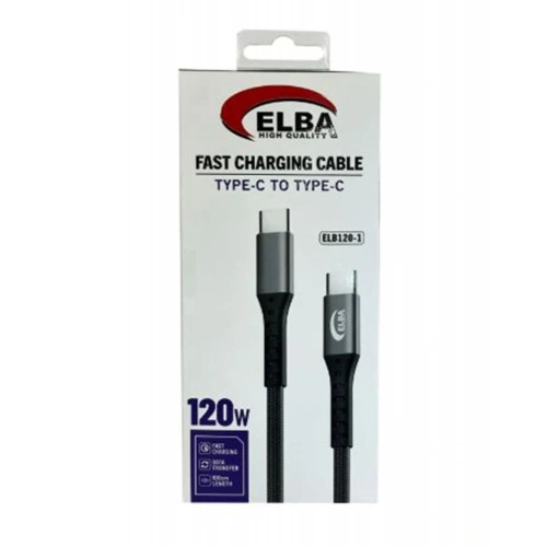 Elba Elb120-1 120w Type-c To Type-c 1Mt Siyah Örgülü  Şarj Kablosu ( Data Veri )