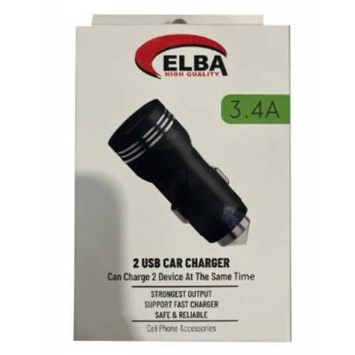 Elba Elb29 3.4 Siyah 2usb Metal Araç Çakmaklık Şarj Aleti Hızlı Şarj