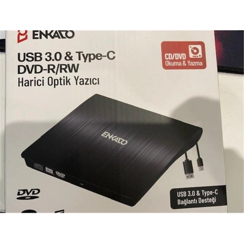 Enkado Ekd-udvd120 Type-c - Usb 3.0 Dvd-r-cd-r-rw- Dvd-rw Ultra Slim Harici Optik Yazıcı Siyah