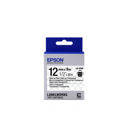 Epson LK-4TBN Şeffaf Üzeri Siyah 12mm 9Metre Etiket