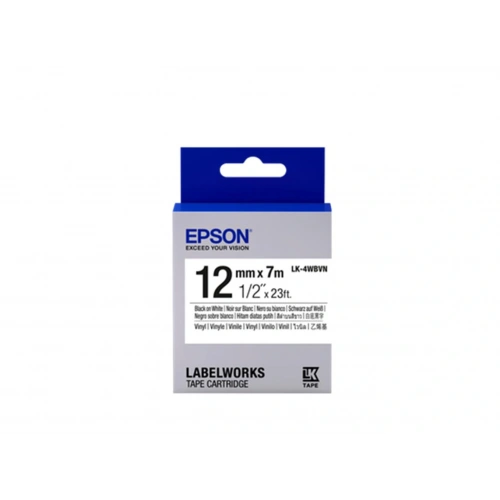 Epson LK-4WBVN  Vinil Beyaz Üzeri Siyah 12mm 7Metre Etiket