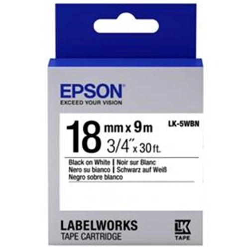 Epson Lk-5wbn Standart Beyaz Üzeri Siyah 18mm 9metre Etiket