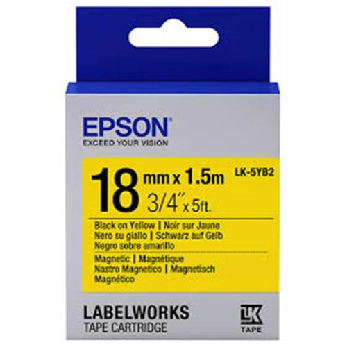 Epson LK-5YB2 Mıknatıslı Sarı Üzeri Siyah 18mm 9Metre Etiket