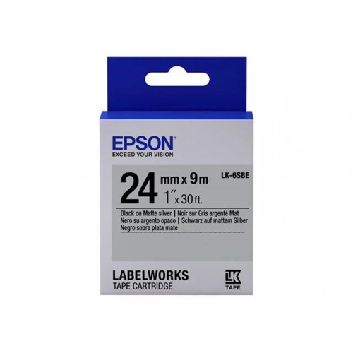 Epson LK-6SBE Gümüş Üzeri Siyah 24mm 9Metre Etiket