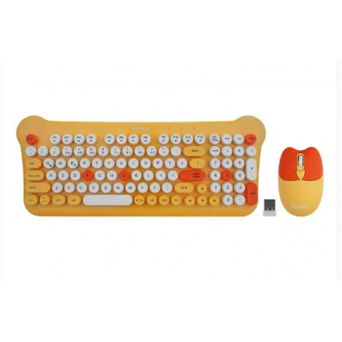 Everest Km-6244 Bunny Renkli Tuşlu Sarı 2.4 Ghz + Bt Kablosuz Q Multimedia Klavye + Mouse Set