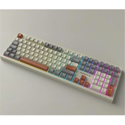 Everest Km-78 Rena Krem-gri-kahve Kablosuz 2.4 + Bt Rgb Aydınlatmalı Sessiz Q  Klavye + Mouse Se