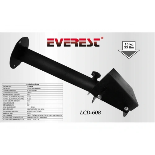 Everest LCD-608 50-50 10-24 Tv Tavan Askı Aparatı