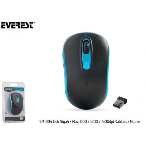 Everest Sm-804 Usb Siyah-mavi 800-1200-1600dpi Kablosuz Mouse