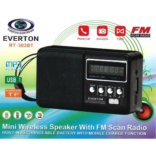 Everton Rt-303bt Fm-usb-tf  Şarjlı Dijital Göstergeli Radyo