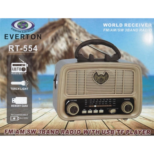 Everton Rt-554  Bluetooth Fm-usb-tf-aux Şarjlı Nostaljik Radyo