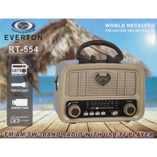 Everton Rt-554  Bluetooth Fm-usb-tf-aux Şarjlı Nostaljik Radyo