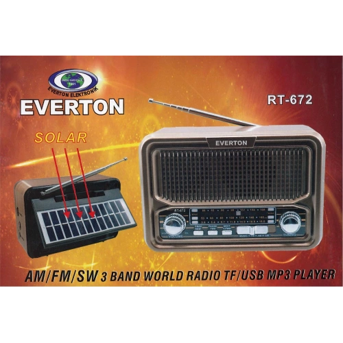 Everton Rt-672 Bluetooth Fm-usb-tf-aux Şarjlı Solar Nostaljik Radyo