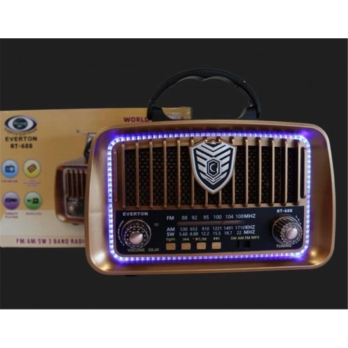 Everton Rt-688 Bluetooth Usb-micro Sd Solarlı Saatli Nostaljik Radyo