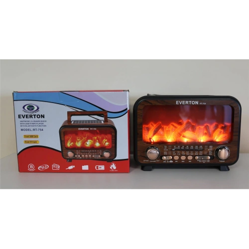 Everton Rt-754  Bluetooth Fm-usb-tf-aux  Şarjlı Nostaljik Radyo (solar Panel)